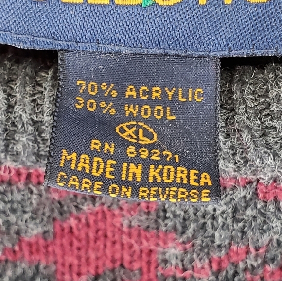 Vtg Golf Motif Knit Sweater Mens XL Maroon Red Gray Embroidered Crewneck L/S - Picture 7 of 11